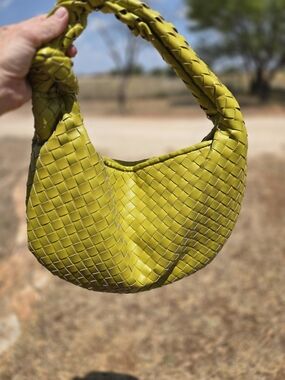 Woven Hobo Shoulder Bag in Lime Green